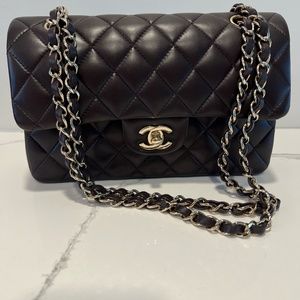 Chanel Classic Double Flap Bag Quilted Lambskin Small Dark Brown